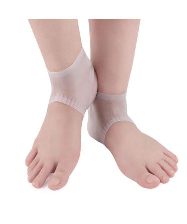 Milists 1 pair of heel protection made of silicone open toe socks slide-resistant socks gel-dersen sleeve heel-protectors cracked heel repair spa men and women silicone socks white