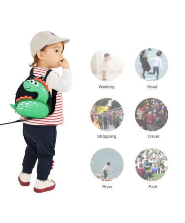 Small Dinosaur Toddler Backpack with Safety Leash | Age 1-2 Years | Green - Buy Online on SooperMarket.com