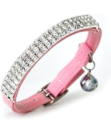 Buy Chukchi Cat Collar - Soft Velvet Adjustable Pink Glittering Stones & Bells - 27.9 cm for Small Dogs & Cats (2 Pieces) - Buy Online on SooperMarket.com