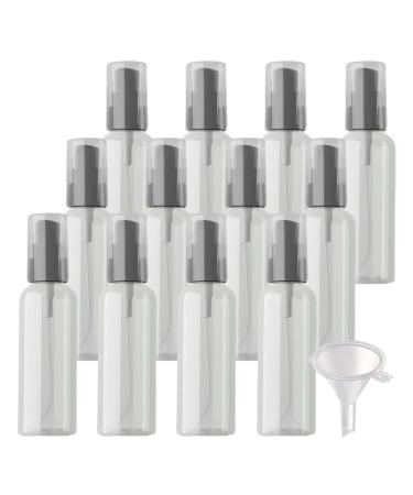 ZEOABSY 12 Pieces 100 ml Transparent Lotion Bottles with Black Pump 100ml Empty PET Plastic Lotion Pump Bottle Cosmetic Gel Travel Container for Cosmetic Make up Cleaning + 2 x Funnel Transparent 100ml