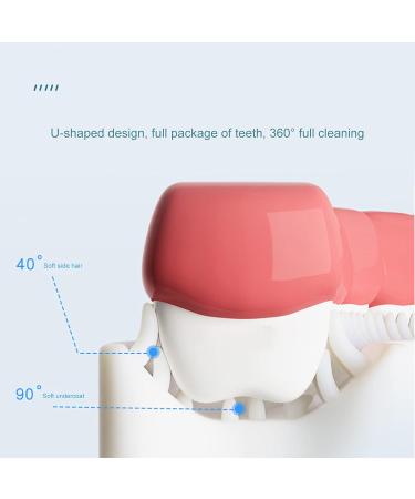 Kids U-Shaped Toothbrush - Food Grade Soft Silicone Brush Head 360 Oral Teeth Cleaning Design for Toddlers and Children Pink Red Ellipse - Buy Online on SooperMarket.com