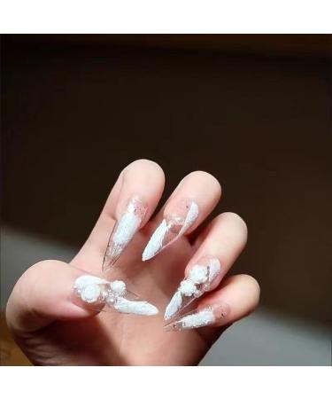 Temperament-enhancing manicure handmade camellia plaster manicure wearing nail patch European and American bride manicure.(M) - Buy Online on SooperMarket.com