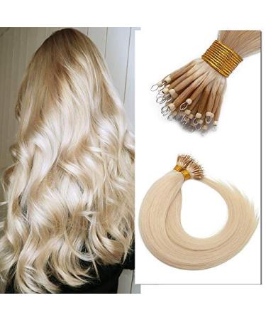 Nano Ring Hair Extensions 22inch 1g/s Pre Bonded 50g Nano Tip Bondings 100% Real Remy Human Hair #613 Bleach Blonde