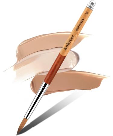 Aokitec #12 Kolinsky Sable Acrylic Nail Brush for Nails - Wood Handle Manicure Tool - Buy Online on SooperMarket.com