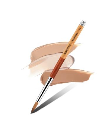Aokitec Kolinsky Acrylic Nail Brush #12 Sable Acrylic Brush for Nails Wood Nail Art Brush for Acrylic Application Manicure Tool Size 12