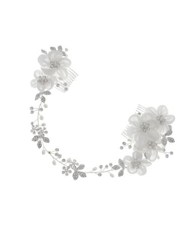 minkissy Chiffon Flower Comb Flower Hair Accessories Bridal Headpiece Bridal Headdress Bridal Comb Bridal Hair Accessories Wedding Hair Comb Mori Department Veil Bride