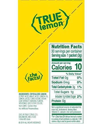 TRUE LEMON Raspberry Lemonade Drink Mix - 30 Packets, Real Lemon, No Preservatives, Stevia Sweetened, Gluten Free - 3.17 Oz - Buy Online on SooperMarket.com