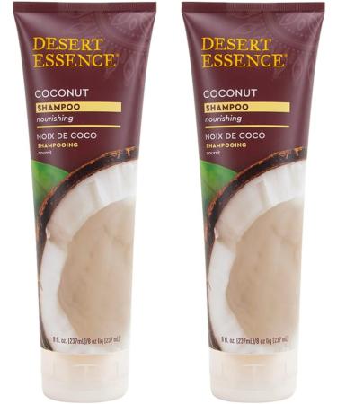 Desert Essence Coconut Shampoo 8 fl oz (Pack of 2) - Gluten Free Vegan Paraben Free - Organic Formula with Coconut, Hemp, Olive Oils, and Shea Butter - Buy Online on SooperMarket.com