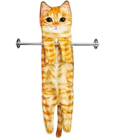 Cat Funny Hand Towels - Cute Decorative Washcloths for Bathroom & Kitchen Decor - Absorbent & Soft - Great Housewarming Gift for Cat Lovers - Orange - Buy Online on SooperMarket.com
