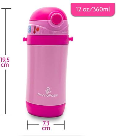 Primo Passi Insulated Straw Water Bottle for Kids - 12oz Thermos Bottle (Pink) - Buy Online on SooperMarket.com