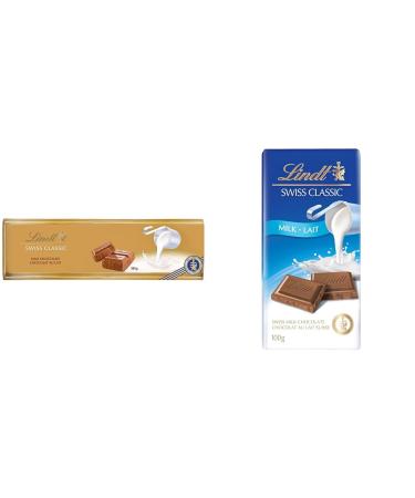 Lindt SWISS CLASSIC Gold Milk Chocolate Bar 300 Grams & Swiss Classic Milk Chocolate Chocolate Bar 100 Grams (Pack of 1) Bar + Bar 100 Grams (Pack of 1)
