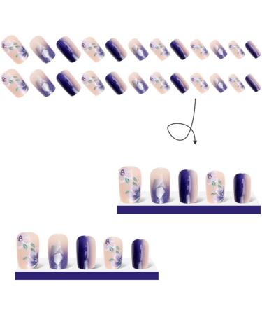 Torribala Ice Blue Gradient Camellia Wearable Nails for Finished Art Finished Nails Fine Workmanship - Buy Online on SooperMarket.com