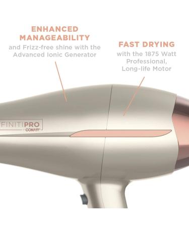 INFINITIPRO BY CONAIR Frizz Free Pro Hair Dryer - 2x Shine, 3x Frizz Control (Full Size) - Buy Online on SooperMarket.com