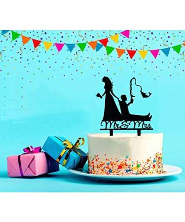 TzTwodcaz Fishing Wedding Cake Topper Funny Mr&Mrs Cake Topper Gift for a Wedding/Bridal Shower/Anniversary Party (Fishing) - Buy Online on SooperMarket.com