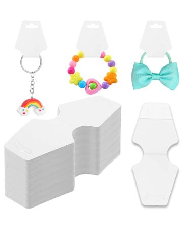 100PCS Jewelry Packaging for Small Business Sturdy Self Adhesive Keychain Holder Display Card Hanging Bracelet Cards for Selling Necklace Choker Scrunchies Hair Accessories (White) 100pcs Self-adhesive Card (White) free...