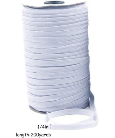 200 Yards 1/4 Inch Braided Elastic Band - White Stretch Cord for Sewing, DIY Masks | High Elasticity Knit Elastic - Buy Online on SooperMarket.com