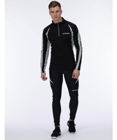 Airtracks Men's Long Running Pants - Functional Compression Tights Breathable & Reflective XL Black-Grey for Optimal Performance - Buy Online on SooperMarket.com