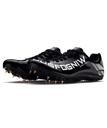 Adoff unisex spiked sprint athletics running shoes slipproof sneakers sprint spikes grid tissue summer breathable and comfortable 39 EU narrow black