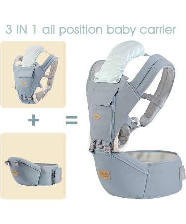 SONMEI Ergonomic Baby Carrier with Hip Seat 360 Positions Soft and Breathable All Seasons for Newborns and Toddlers Hiking Shopping Travelling Light Blue - Buy Online on SooperMarket.com