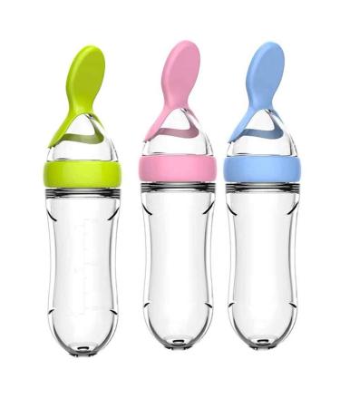 Milist baby food feeder set silicone pacifier feeder squeeze spoon for infants newborn toddler dietary supplements rice muesli bottle food donor feeding 3 pieces