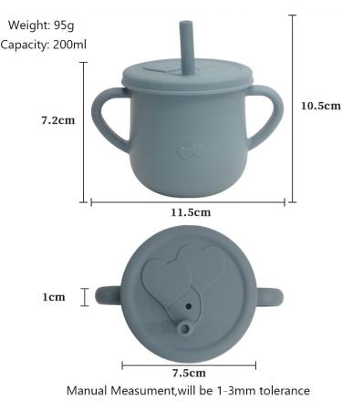 Silicone Sippy Cup for Toddler | Soft Straw Trainer Cup | Handles & Lids | 6 oz Blue - Buy Online on SooperMarket.com