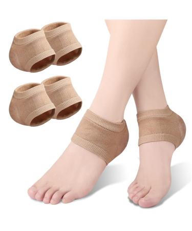 Moisturizing Gel Heel Socks 2 Pairs Toeless Spa Socks for Cracked Heel Treatment Dry Feet Treatment for Women Men Day Night Foot Care Sleeves (Skin)