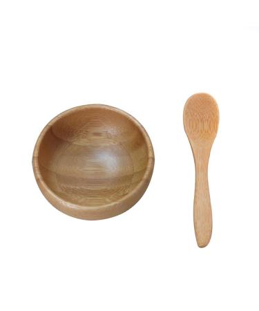 1 Set Cute Small Facial Skin Care Mask Bowl with Mini Spoon Eco Enviroment Material Facemask Mixing Tool for Lady Women DIY Makeup in Home Use Color Natural