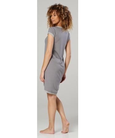 Happy Mama Maternity Nursing Nightdress Shirt Gown - Steel & Grey Melange - Buy Online on SooperMarket.com