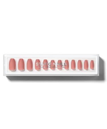Static Nails Reusable Pop-On Manicure Set  Non-Damaging Glue-On Nails (Matte Rose Coffin) - False Nails with Static Nail Glue  Nail Set  Fake Acrylic Press On Nails