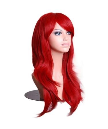 LFMDJF 70cm Wavy Red Wig | Synthetic Hairpieces for Women | Versatile Colors: Black Purple Pink Blue | 28 Inches Silver - Buy Online on SooperMarket.com