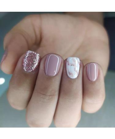 Wearing short purple and white contrasting color stun nail patches sparkling pink nail products nail patches fake nails JP2606 - Buy Online on SooperMarket.com