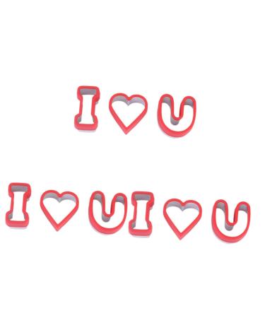 Zerodeko 9 Pcs Valentine's Day Stencils Reusable Cake Mold Kitchen Chocolate Molds Valentines Day Cookie Cutters Letter Stamps for Clay Cookie Mold Sandwich Die Cutting Stainless Steel Red