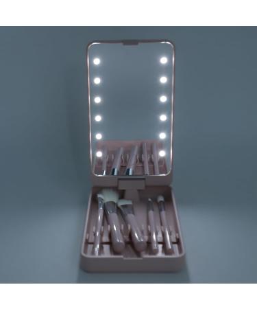 KKPLZZ Makeup Brush Set with Mirror Multifunctional Cosmetic Brushes Kit with Rotatable Foldable LED Mirror for Home Dormitory Travel - Buy Online on SooperMarket.com