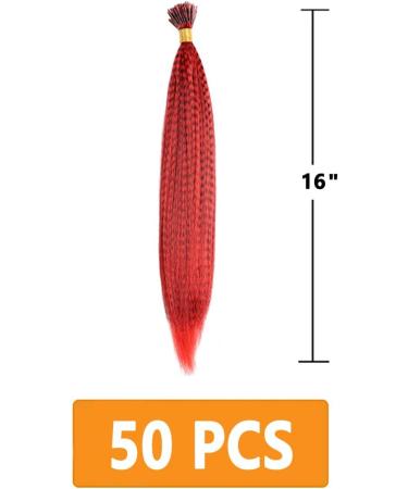 Red Striped Synthetic Feather Hair Extension Stick - 16 inch | Prinfantasy BZ239 - Buy Online on SooperMarket.com