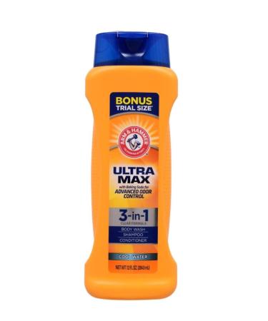 Arm & Hammer Ultra Max 3-in-1 Shampoo Conditioner Body Wash,Cool Water 12 oz.