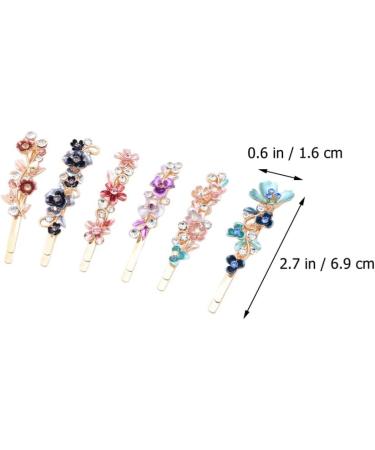 minkissy Rhinestones Flower Hair Pin French Vintage Barrettes Bobby Metal Gold Pin Hair Accessories for Women Girls 6 Color - Buy Online on SooperMarket.com