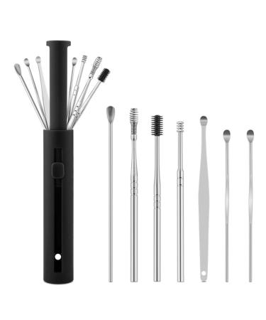 7Pcs/Set Ear Wax Pickers Steel Earpick Wax Remover Care Ear Toolear Kit Earwax Clean Curette Piercing Spoon Cleaner