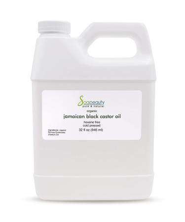Soapeauty JAMAICAN BLACK CASTOR OIL Cold Pressed Unrefined | 100% Pure Natural Black Castor Oil Promotes Healthy Skin & Hair | Carrier Oil & Strengthens Nails | 32 Oz 2 Pound (Pack of 1)