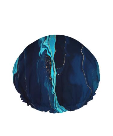 Moslion Mable Texture Shower Caps Abstract Art Modern Design Cool Wave Golden Lines Fashion Women Reusable Double Layer Hair Cover Soft Shower Hat for All Hair Length Shower Hair Cap a152