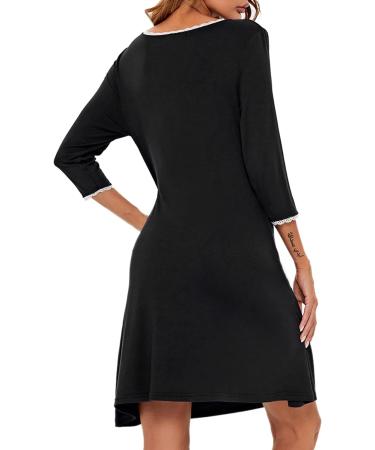 Sykooria Women's Cotton Nursing Nightdress with 3/4 Sleeves - Black XL - Buy Online on SooperMarket.com