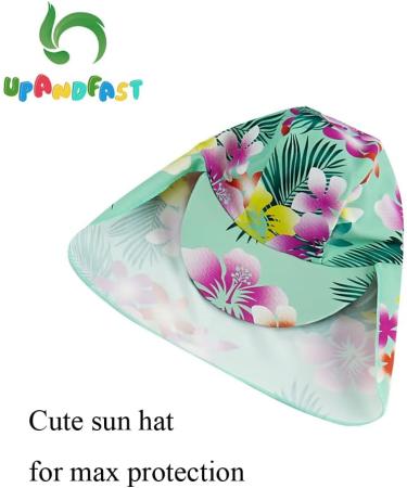 UPF 50+ Sun Protection Baby Girls Swimsuit with Snap Bottom | Green Flower | 18-24 Months - Buy Online on SooperMarket.com