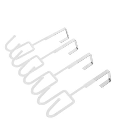 OATIPHO Door Hanger Hook 4pcs Towel Hangers Storage Hangers Metal Twin Hooks Punch- Hook Door Frame No Punching 19X9X5CM White