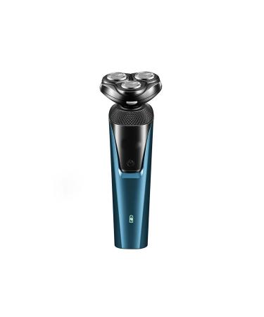 TEMKIN Electric Shaver Electric Razor for Men 3 in 1 Beard Shaver Dry Wet Waterproof 3 Head Rotary Blade USB Rechargeable Nose Hair Trimmer Trimmers (Color : Blue Razor)