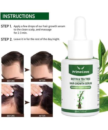 PrimeCove - Biotin & Tea Tree Hair Growth Serum (30ml) | Stimulate Growth Reduce Graying & Nourish Roots | Advanced & Natural Formula - Buy Online on SooperMarket.com