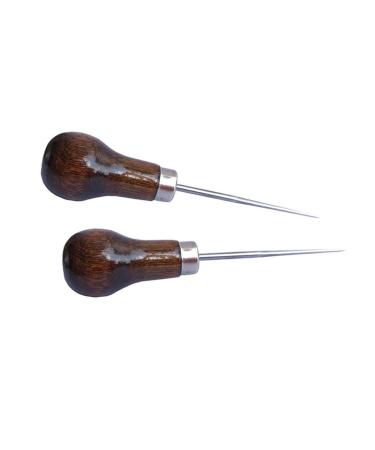 ZLKSKER (Pack of 2) Wooden Handle Scratch Awl for Leather Punch Hole or DIY Handmade (Gourd Awl) (2)