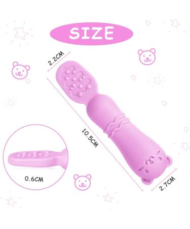 Vicloon Baby Fork and Spoon Set - 2Pcs Silicone Weaning Spoon for Self Feeding - Easy Grip Toddler Cutlery Kit in Purple - Buy Online on SooperMarket.com