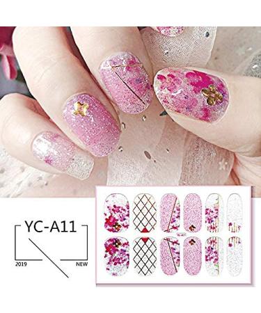 14 Sheets Gradient Nail Polish Stickers - Multicolor Flower Series | Self-Adhesive Design Decal Strips with Nail File | Manicure Decoration Kit for Women & Girls - Buy Online on SooperMarket.com