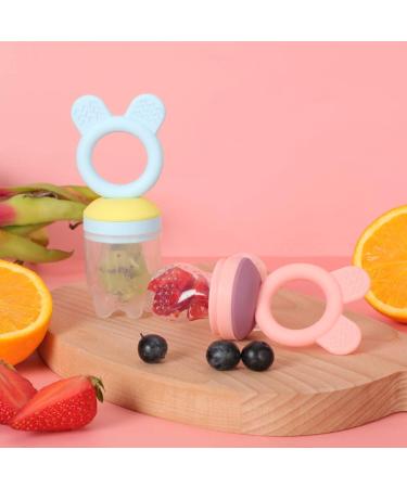 Baby Fruit Feeder Pacifier - 2 Pack BPA Free Silicone Fresh Fruit Feeder with Food Pouches (Blue & Pink) - Buy Online on SooperMarket.com