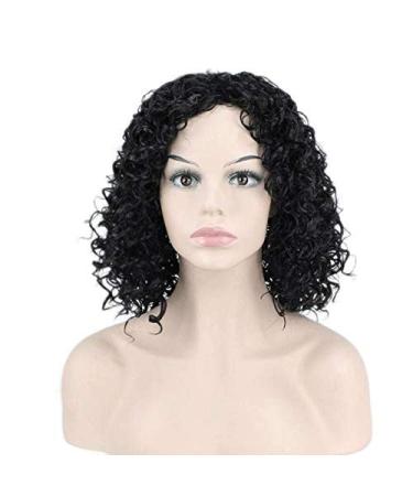BGHJUE Short Curly Wig Human Hair Brazilian Lace Front Human Hair Wigs With Baby Hair 35cmBlack