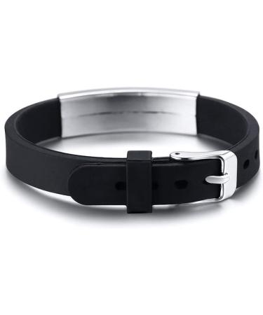 HEABY Black Medical Alert Bracelet - Custom Engraved, Adjustable for Men & Women - Buy Online on SooperMarket.com